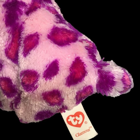 Ty Beanie Boo Glamour Leopard Cat Purple Plush Pink Glitter Eyes 6" (inch) - Picture 7 of 7